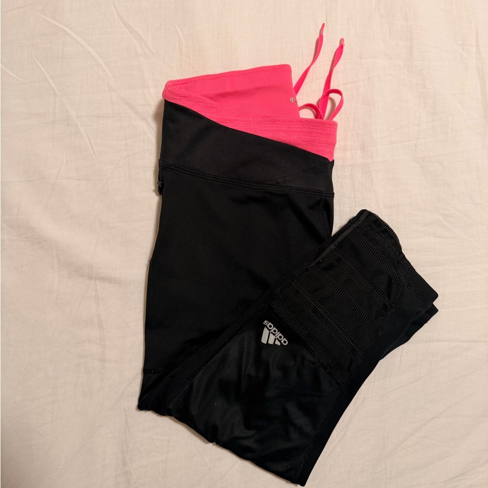 Adidas Black and Pink Capris
